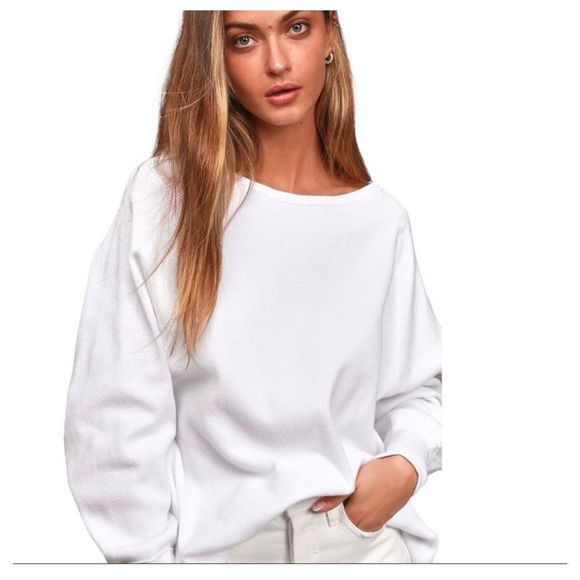 NWT We The Free | Free People Amelia Waffle Knit Oversized Top - Picture 3 of 8